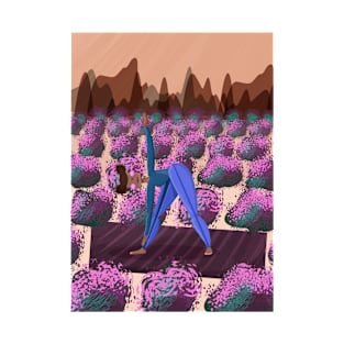 Yoga girl in a field of lavender - very peri T-Shirt