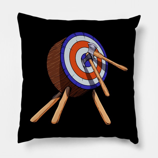 Axes in target - axe throwing Pillow by Modern Medieval Design