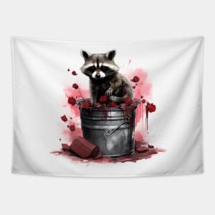 Raccoon in a trash Valentines Day Tapestry