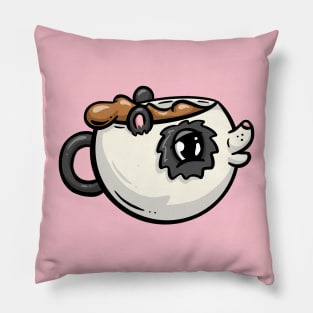 Panda Cute Coffee Cup Cartoon Illustration Pillow