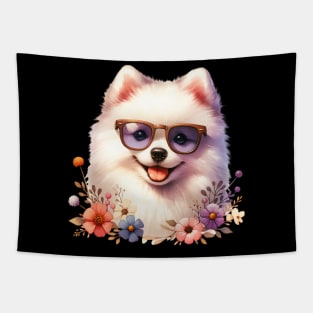 American Eskimo Dog Floral Tapestry