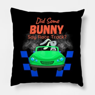 Did Some Bunny Say Race Track? Easter Bunny Car Racing Pillow