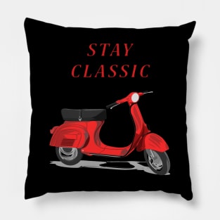 Stay Classic - Red Vespa Artwork Pillow