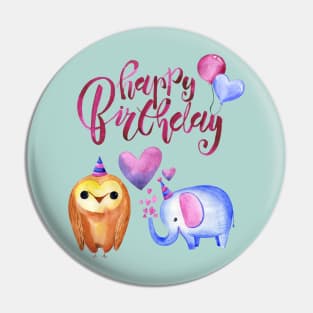 Happy Birthday little owl Pin