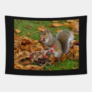 squirrel with shopping cart Tapestry