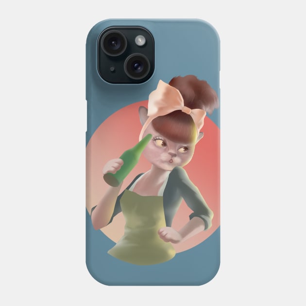 Cat In A Pink Headband Drinking Beer Phone Case by zkozkohi