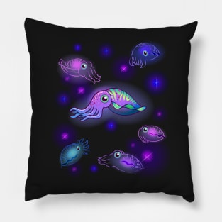 glowing purple cuttlefish under deepsea Pillow