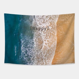 Happy Blue Calm Ocean Shore Tapestry