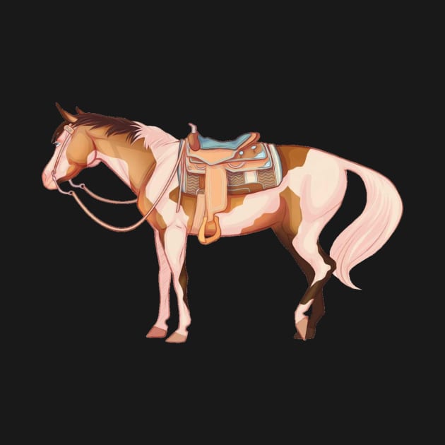 Buckskin Tobiano Western Horse by kelseydjpaint
