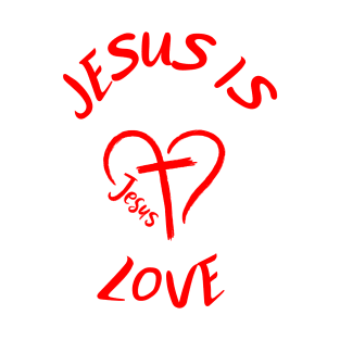 Jesus Is Love Cross And Heart Red T-Shirt