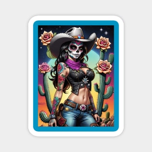 Vaquera - Dia De Los Muertos- Cowgirl Magnet