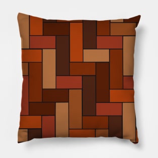 Geometric Tiles in Rust, Orange, Brown and Beige Pillow