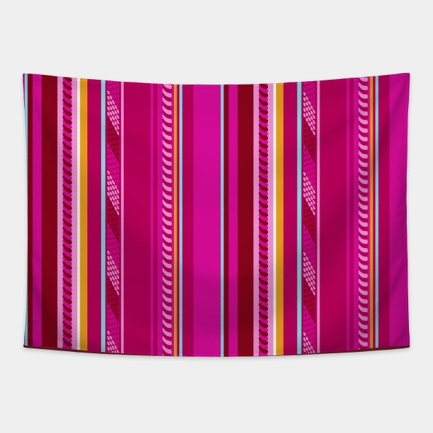 Pink Funky Stripes Tapestry by Carolina Díaz