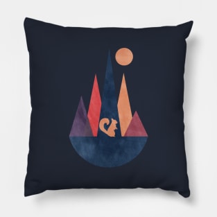 Squirrel and mountains Pillow