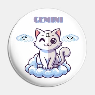 Gemini Zodiac Cat Pin