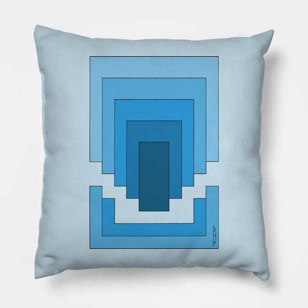 Rectangle Abstract in Blue Pillow by AzureLionProductions