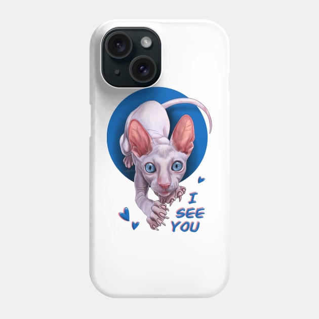 Cat Pink Sphynx. I See You. Phone Case by Naturascopia