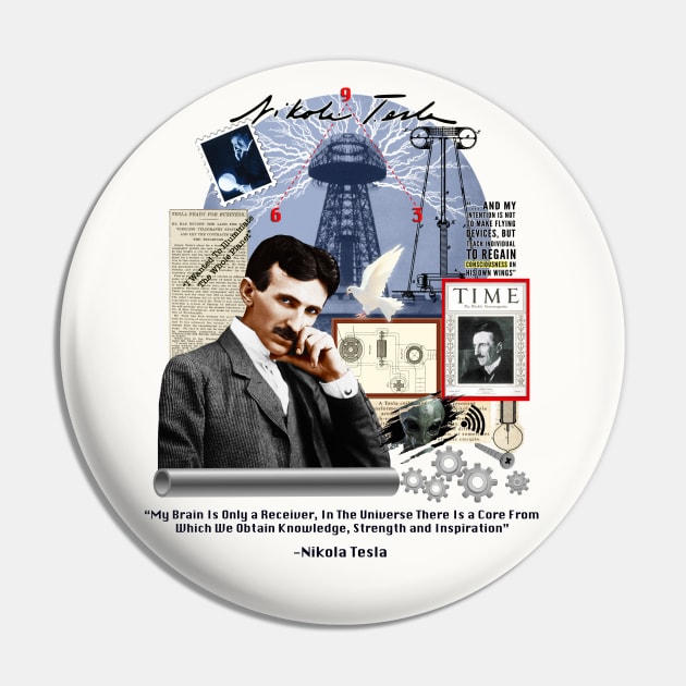 Nikola Tesla Collage LT Pin by Nirvanax Studio