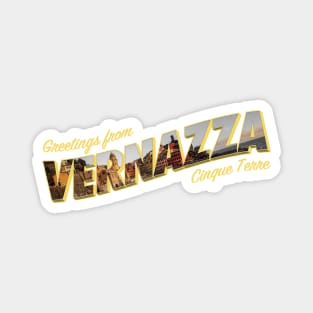Greetings from Vernazza Cinque Terre Vintage style retro souvenir Magnet