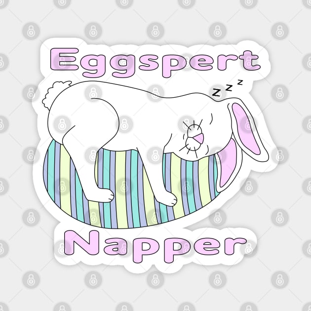 Eggspert Napper - Easter Bunny Sleeping on a Decorated Egg Magnet by skauff