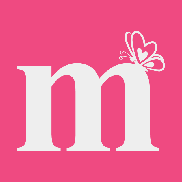 Letter M Lower Case m Alphabet with butterfly by NaniMc