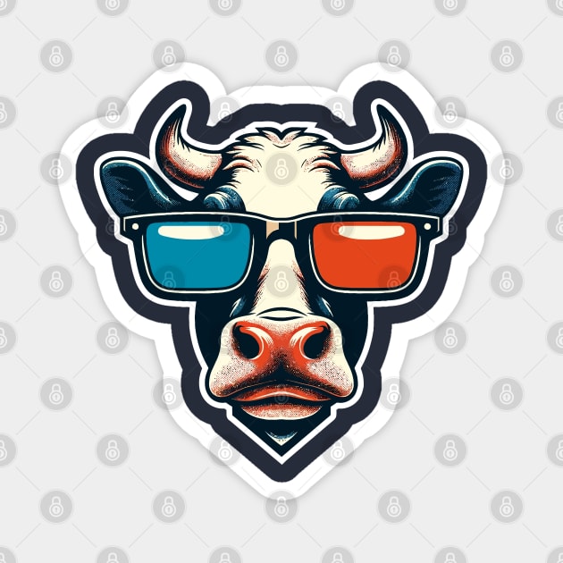 Cool cow wearing 3D glasses Magnet by Art_Boys
