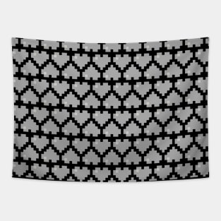 Seamless Pattern of Silver Pixel Hearts Tapestry