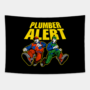 PLUMER ALERT SECOND-WARNING / Black variant Tapestry