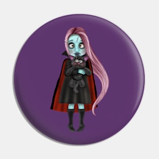 Teen vampire and cat Pin