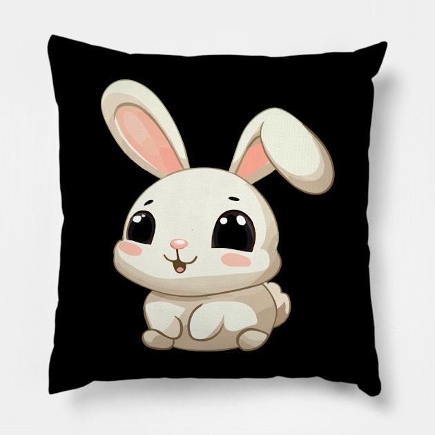 cute baby bunny cartoon vector illustration Pillow by art poo