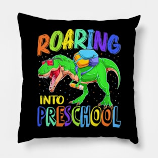 Roaring Into Preschool Dinosaur T Rex Back To School Boys Pillow