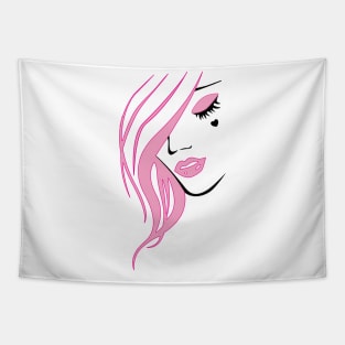 EGirl silhouette pink with closed eyes Tapestry