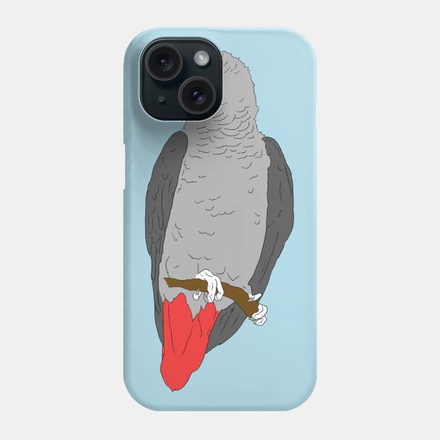 African Grey Parrot on Perch Phone Case by Einstein Parrot