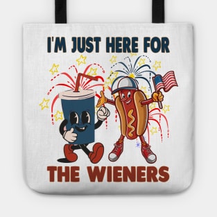 Hot Dog I'm Just Here For The  4Th Of July Tote