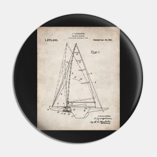 Sailing Yacht Patent - Sailor Lake House Decor Art - Antique Pin