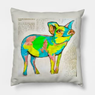 Whimsical rainbow pig Pillow