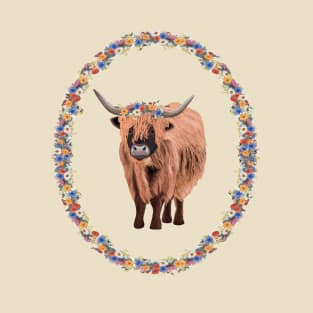 Floral Highland Cow T-Shirt