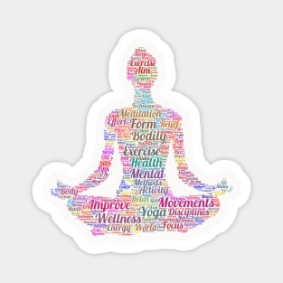 Yoga Excercise in Form Silhouette Shape Text Word Cloud Magnet