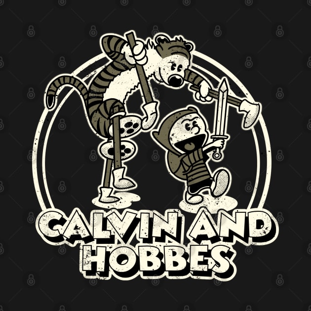 Drawing retro Vintage 80s and 90s Calvin and Hobbes Ninja Warrior by aiWallpaperCollection