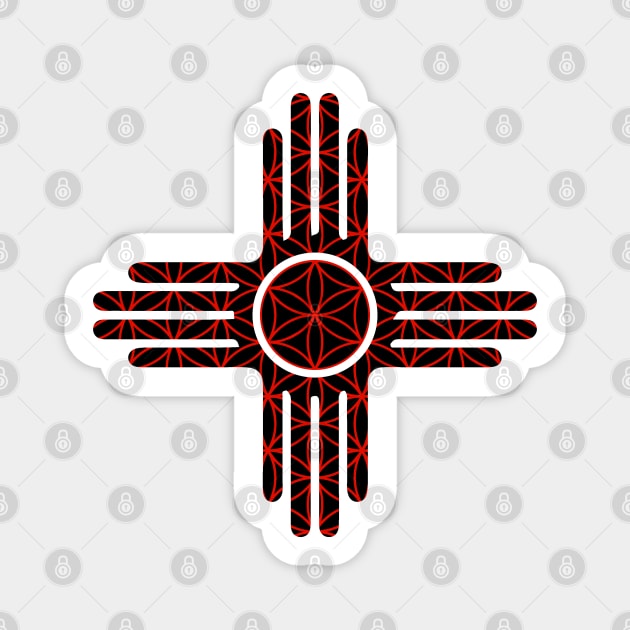 New Mexico State Flag Zia - Red Sacred Geometry Zia Magnet by DeadBeatElite