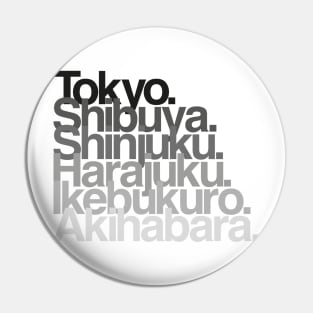 Tokyo Districts (greys) Pin