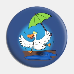 Funny duck dancing with umbrella cartoon Pin