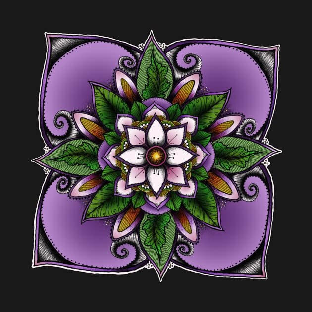 Pretty purple flower mandala by stickypixie