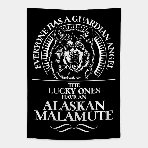 Alaskan Malamute Guardian Angel dog sayings Tapestry by wilsigns