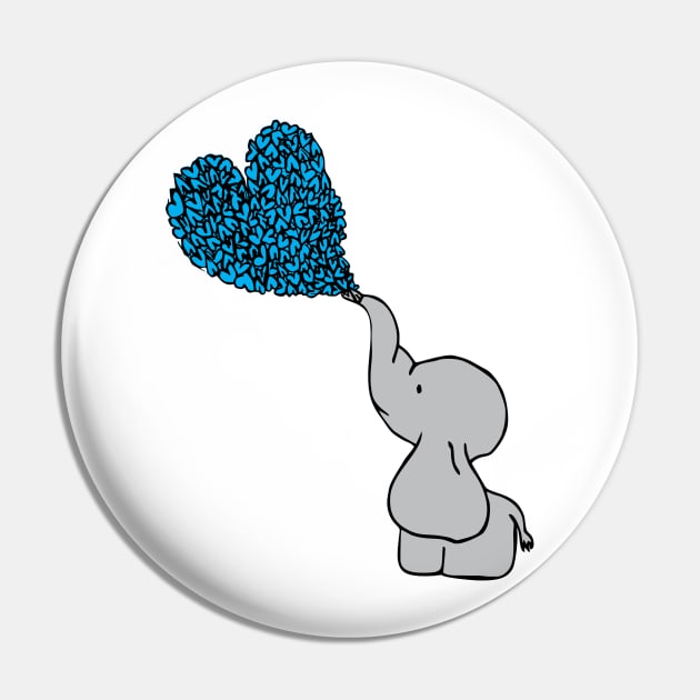 Baby Blue Elephant Love Pin by russodesign