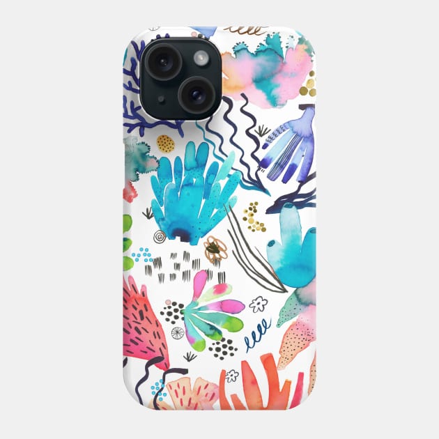 Pocket - Watercolor Coral Reef Multicolored Phone Case by ninoladesign