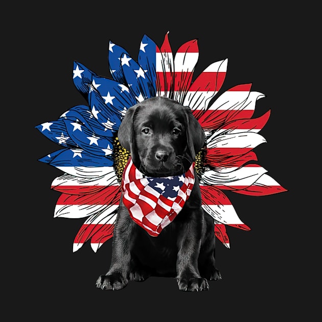 Labrador Puppy American Flag Sunflower by sueannharley12