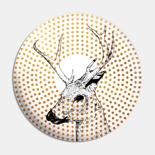 Deer Head Antlers Retro Gold Dots Pin