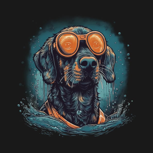 Swimming dog by GreenMary Design