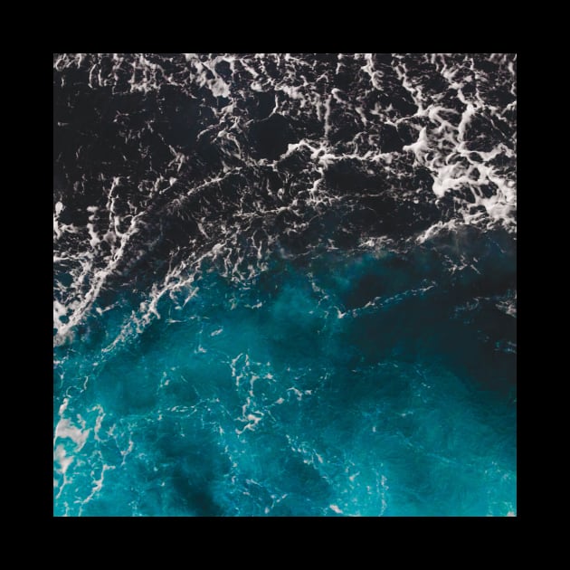 Wavy foamy blue black ombre sea water Aerial photo ocean splash wave abstract aqua summer by PLdesign